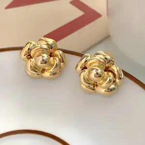 Catálogo de lujo, recién llegado, pendientes de Camelia, pendientes clásicos de diseñador de flores, joyería de moda para mujer