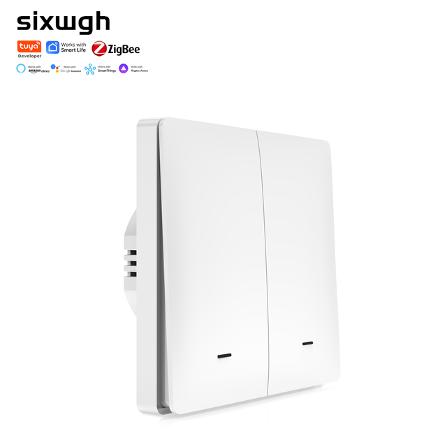 SIXWGH Zigbee 3.0 2-Gang Smart Switch Waterproof 2000W Load Capacity Compatible with Smart Life & SmartThings US/EU/UK