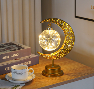 Светодиодный ночник в форме полумесяца из медного ротанга для декора комнаты на Ид и Рамадан - Product Image 1