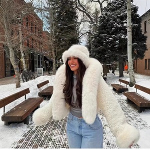 Nuovo Cappotto Lungo da Donna in Finta Pelliccia, Morbido, Lavorato <span class=keywords><strong>a</strong></span> Maglia, Scollo <span class=keywords><strong>a</strong></span> V, Stampato, Spesso, Taglie Forti, Stile Vintage Europeo Americano, Eco-friendly - Product Image 3