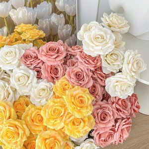 Promoción de gran oferta, ramo de rosas artificiales de 7 cabezas de alta calidad, decoración de boda de rosas de color brillante de seda - Product Image 2