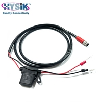 Kabel M8 3 Pole Male Female Lurus Overmolded Berkode A dengan Sekring dan Terminal Ujung Kustom 3m untuk Daya Elektronik Kelautan