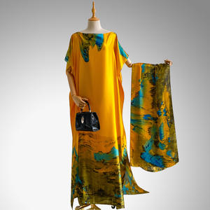 Collezione primavera estate Abaya Kaftan nuova vacanza al mare imitazione sciarpa di seta broccato poliestere protezione solare abbigliamento - Product Image 2