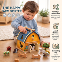 Jouet de tri en bois Montessori Ferme : Apprentissage des formes et des animaux, Maison éducative pour la maternelle, Cadeau éducatif pour les tout-petits