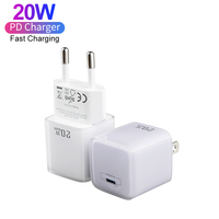 Cargador Rápido Mini de 20W con Enchufe US/EU, Puertos Tipo C, Adaptador de Corriente USB-C PD de 20W, Cargador de Pared USB Tipo C para Apple iPhone 14 15 16 Pro