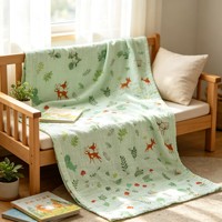 Couverture d'emmaillotage pour bébé en gaze de coton froissée double couche, imprimé cerf et lapin, douce, serviette de bain pour nouveau-né, couverture de poussette et de berceau