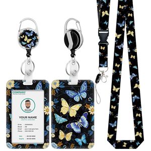 WOWEI Anime Semi-Metallic Recyclable Keychain Multi-Purpose Retractable ID Badge Holder Bag Hanging Buckle Lanyards Promotional