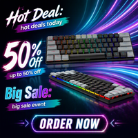 Clavier mécanique filaire à profil bas 60 % OEM/ODM d'usine, personnalisé 61 touches, interrupteurs rouges, USB Type-C, LED RGB