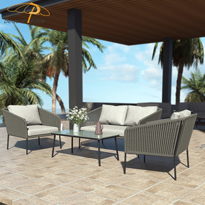 Ensemble de canapés 4 places modernes et imperméables, tissage de corde de meubles, ensemble de canapés de <span class=keywords><strong>jardin</strong></span> Villia pour cour extérieure en aluminium - Product Image 2