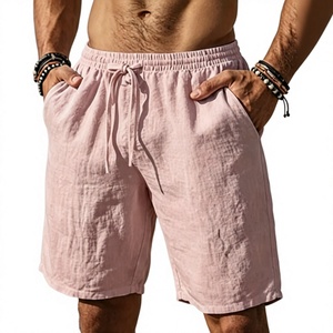 Shorts Bermuda Homme en Lin 100% pour l'été, Taille Haute, Cordon de Serrage, Respirant, Séchage Rapide, Coupe Ample – Vente en Gros OEM - Product Image 1