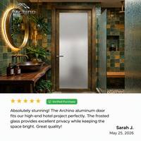 Puerta de Baño de Aluminio Impermeable al Por Mayor con Vidrio Esmerilado para Proyectos de Apartamentos Modernos, Precio de Fábrica, Suministro al Por Mayor