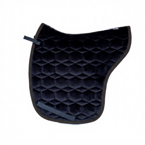 Tapis de selle TOUGH TACK de luxe en velours noir pour cheval islandais, matelassage hexagonal, style saut d'obstacles pour la compétition - Product Image 1