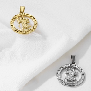 Olivia Religieux Saint Christophe Pendentif Personnalisé En Acier Inoxydable À La Mode Méduse <span class=keywords><strong>Boussole</strong></span> Or 18k Pendentif De Mode pour hommes femmes - Product Image 2