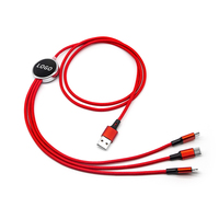 Ukalun Caliente Multifuncional 5V 2.4A LED Rojo Azul Amarillo Verde USB-C Micro Cable Cargador 3 en 1 para iPhone
