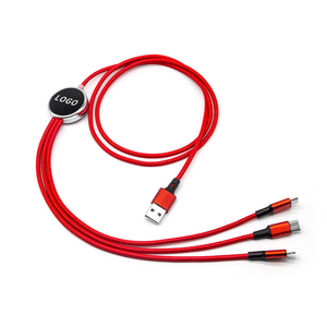 Ukalun Hot Đa-Chức Năng 5V 2.4A LED Màu Đỏ Màu Xanh Vàng Màu Xanh Lá Cây <span class=keywords><strong>USB</strong></span>-C <span class=keywords><strong>Micro</strong></span> Cable Sạc 3 Trong 1 Cho iPhone - Product Image 2