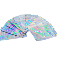 Sacs refermables holographiques laser en gros, sacs en plastique anti-humidité auto-scellants en aluminium pour emballage de bijoux et bonbons