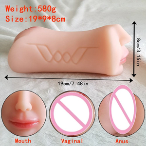 Masturbateur masculin 3 canaux à double tête inversée en TPE, avec texture de langue et dents, sensation de sexe réel, <span class=keywords><strong>jouet</strong></span> sexuel pour adultes pour un sexe plus sûr - Product Image 2