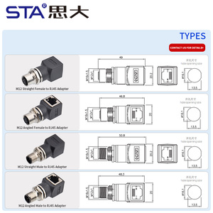 Connettore di fabbrica M12 a RJ45 X codice femmina presa ad angolo diritto adattatore di rete 4 8 Pin a codice D per reti industriali - Product Image 5