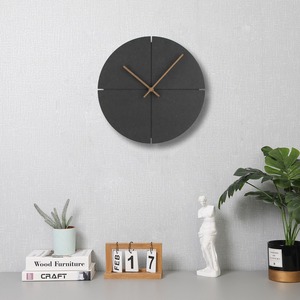 Black Wooden <b>Wall</b> <b>Clock</b> <b>Silent</b> Quartz Round Needle Display Decorative Timepiece for Living Room Office - Product Image 2