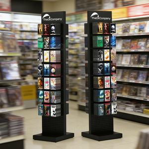 Exhibidor de Metal Perforado para Tienda de Vídeos con Ganchos para Exhibición de DVD y CD, Soporte de Pared y de Piso para Colgar Productos - Product Image 1