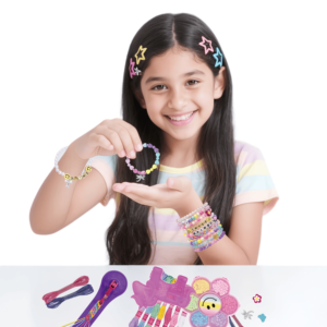 Kids Jewelry DIY Toys Kit with 2 Cases Plastic Knit <strong>Charm</strong> Beaded Woven Necklace Maker Unicorn Bracelets Making Set for Girls - Product Image 4