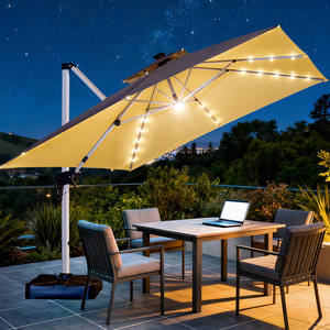 Parasols en aluminium LED solaires romains étanches et anti-UV pour patio, mobilier d'extérieur, cour, parc, salle à manger, restaurant - Product Image 2