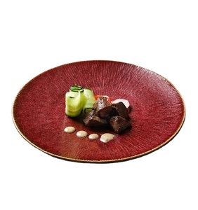 High Quality Luxury <b>Ceramic</b> Tableware <b>Plates</b> Set for Hotel Restaurant 8 10 Inch Glossy Red Glaze Western Steak Dinner <b>Plate</b> - Product Image 4