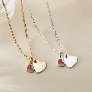 Gioielli Personalizzati Nuove Tendenze San Valentino Collana con Cuore Rosso / Disco Incisione Nome Placcata Oro di Lusso Regali per Donna - Product Image 6