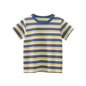 Korean version of children's clothes boys short-sleeved T-shirt matching color striped undershirt children's summer clothin