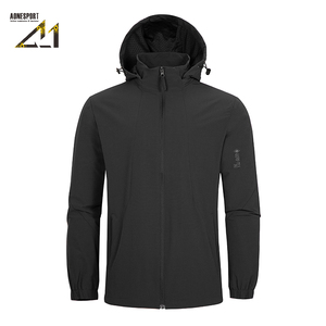 Veste imperméable à capuche pour homme Aonesport, en nylon, col montant, fermeture éclair, coupe classique, veste d'extérieur - Product Image 1