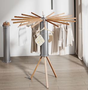 Séchoir à linge en bois SoYoung 2026, mobile, 12 tiges, avec rainures, robuste, pour usage domestique - Product Image 2