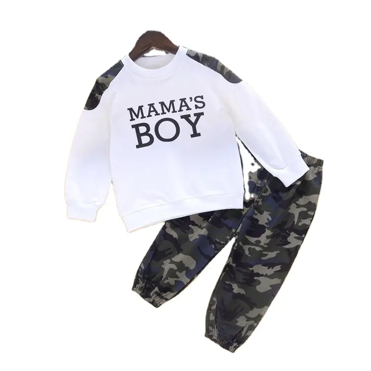 Roupa íntima de manga longa camuflada masculina, conjunto de duas peças preto com letras para meninos e meninas