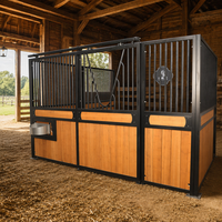 Panneaux de box pour chevaux classiques en acier galvanisé carbonisé de bambou équin, porte battante, taille personnalisable