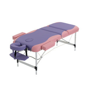 Lettino da Massaggio Pieghevole a 3 Sezioni Rosa Viola con Telaio in Alluminio, Tavolo da Spa Regolabile con Foro Facciale, Lettino <span class=keywords><strong>per</strong></span> Salone, Fisioterapia, Tatuaggi e Bellezza - Product Image 2