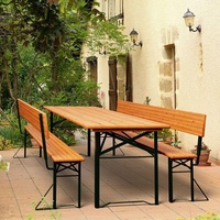 Modernes Massivholz Outdoor Klappbares Biertisch-Set mit Rückenlehne für Park- und Villennutzung