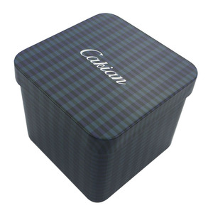 Tùy Chỉnh Đồng Bằng Màu Đen Quảng Trường Quà Tặng Tin Kim Loại Hộp Đồng Hồ Gói Cửa Sổ Rõ Ràng Nắp Hộp Thiếc Cho Đồng Hồ - Product Image 3