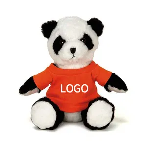 2024 Wholesale Custom Red Panda Stuffed Animal Panda Teddy Bear Doll Soft Panda With T-Shirt Plush Toys