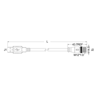 Connecteur étanche Indus-c M12 à 4 broches mâle en acier inoxydable IP67 avec blindage pour câble USB 2.0 250V 4A pour usage automobile