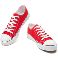 Espadrilles basses en toile rouge de haute qualité pour hommes et femmes, personnalisables, légères, décontractées, à lacets, pour l'été et le printemps