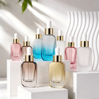 Flacon compte-gouttes plat en verre de luxe 30ml 50ml avec bouchon doré, personnalisable avec logo estampé à chaud, pour diffuseur de parfum et cosmétiques essentiels