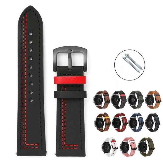 Universal 20 22mm Adjustable High Quality Genuine Leather Straps Smartwatch Luxury Wristband Vintage Classic Style Pin Buckle