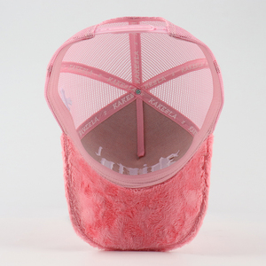 Hochwertige pelzige Gorras ein Rahmen Baseball Mesh Hut Verkäufer 5 Panel gestickte Logo Mesh Cap benutzer definierte Samt Trucker Hut - Product Image 5