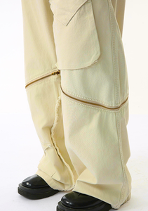 Pantalon <span class=keywords><strong>cargo</strong></span> ample <span class=keywords><strong>beige</strong></span> clair pour <span class=keywords><strong>homme</strong></span> - Multi-poches et détails de fermeture éclair latérale - Pantalon décontracté streetwear - Product Image 6