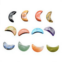 Pendentif Lune Croissant en Jade Naturel Poli 13x18mm sans Trou pour Collier, Vente en Gros, Cadeau Promotionnel