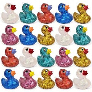 Rubber Small Glitter Ducks <b>Bath</b> Plastic Floating Kids Shower Baby Toy Colorful Mini Yellow Duck for Children - Product Image 1