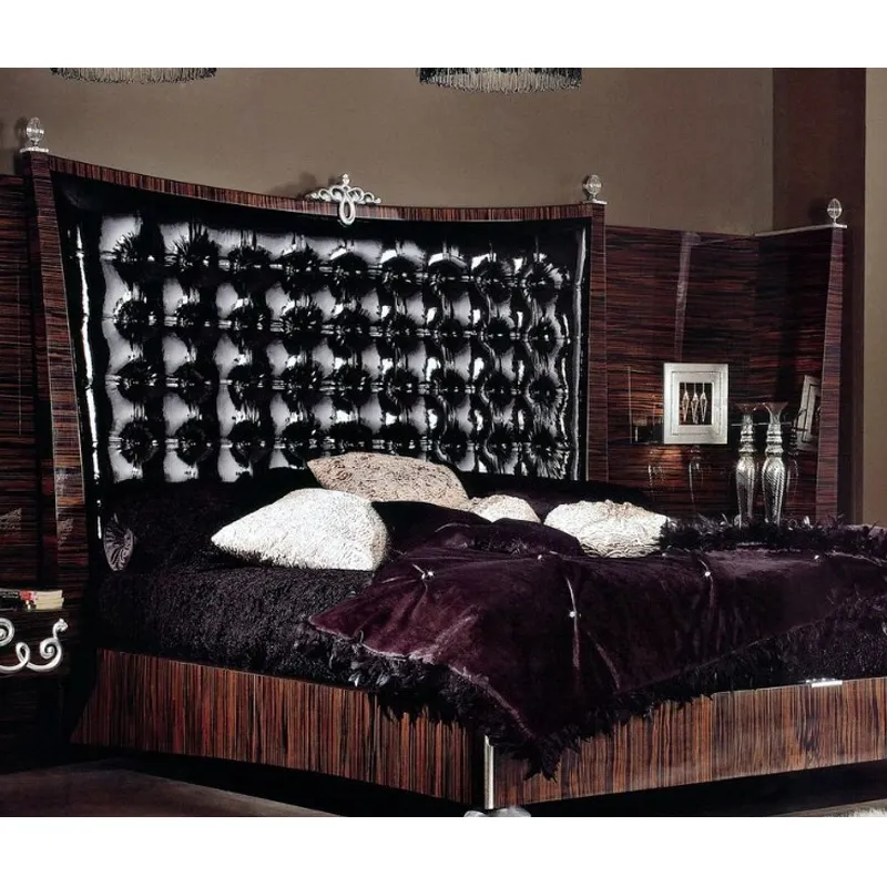 Pakistan MA21401-China mobilya yatak odası fantastik ahşap yatak siyah deri yatak çerçeve
