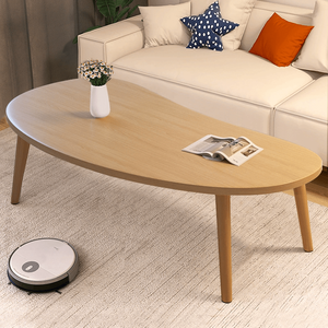 Mesa de Centro Ovalada con Patas de Madera, Estilo Minimalista, Blanca, para Sala de Estar, Mesa de Centro Nórdica, Mesa de Sofá, Resistente, Ahorra Espacio, Z-07 - Product Image 5