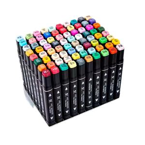 Marqueurs <span class=keywords><strong>Manga</strong></span> à double pinceau, <span class=keywords><strong>feutre</strong></span> d'<span class=keywords><strong>alcool</strong></span>, fournitures scolaires d'art, fournitures scolaires, ensemble de dessin, 30/40/60/80/168 couleurs, 168 - Product Image 1