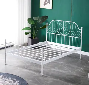 De gros roi lit cadre en métal plate-forme-Cadre de lit en fer métallique, mobilier de chambre à coucher moderne, grande taille, king/queen size