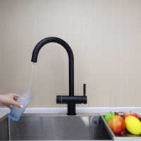 Robinet mélangeur col de cygne 1 trou 5 voies pour machine à soda, en acier inoxydable, double poignée, pour purificateur d'eau RO, idéal pour cuisine moderne